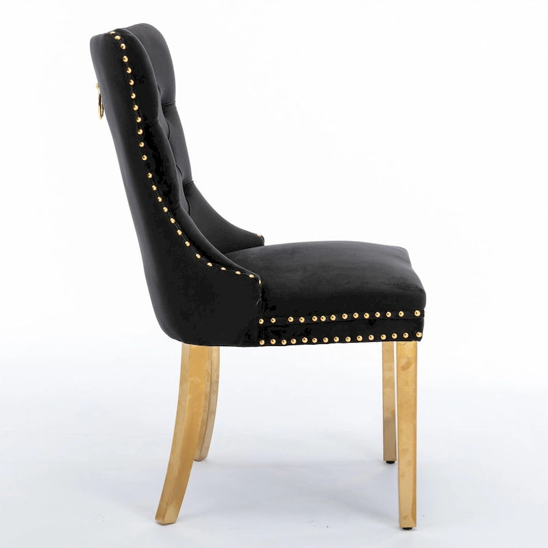 Velvet Upholstered Dining Chair with Chrome Stainless Steel Plating Legs