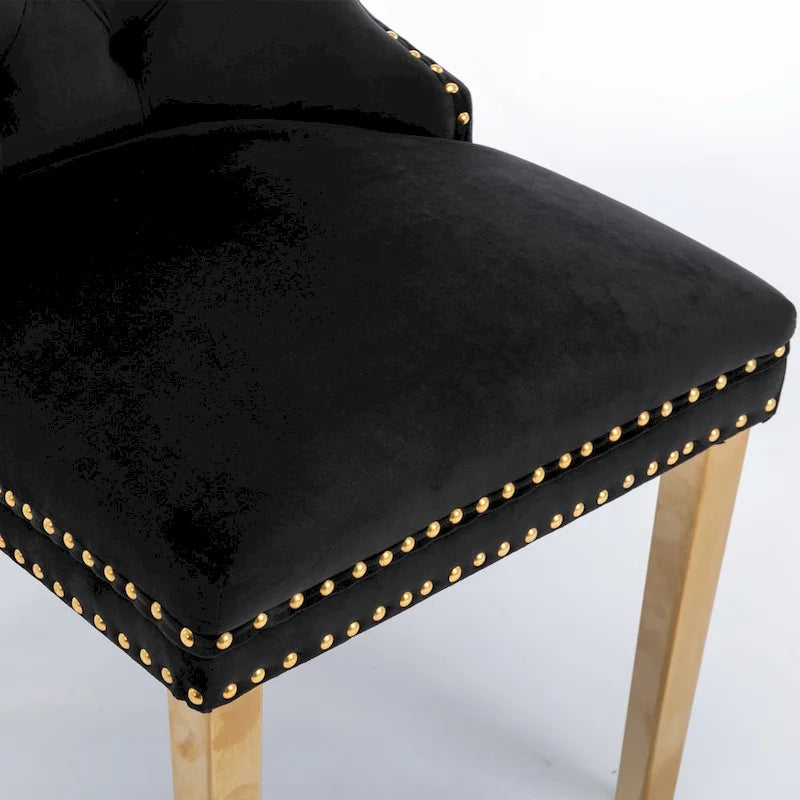 Velvet Upholstered Dining Chair with Chrome Stainless Steel Plating Legs