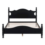 Full Size Black Wood Retro Design Platform Bed