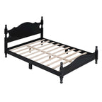 Full Size Black Wood Retro Design Platform Bed