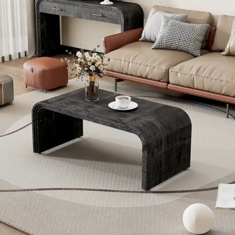 Coffee Table with Curved Art Deco Design - 23.60 x 47.20 x 18.50