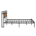 Metal and Wood Platform Bed Frame