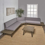 Eulah Minimalist V-shaped Wood 4-piece Sectional Set by Christopher Knight Home