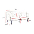 Cream White Velvet Sofa Bed - 31.49 x 59.00 x 29.52