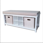 John Louis Home Solid Wood Entryway Bench with 4 Shoe Cubbies White