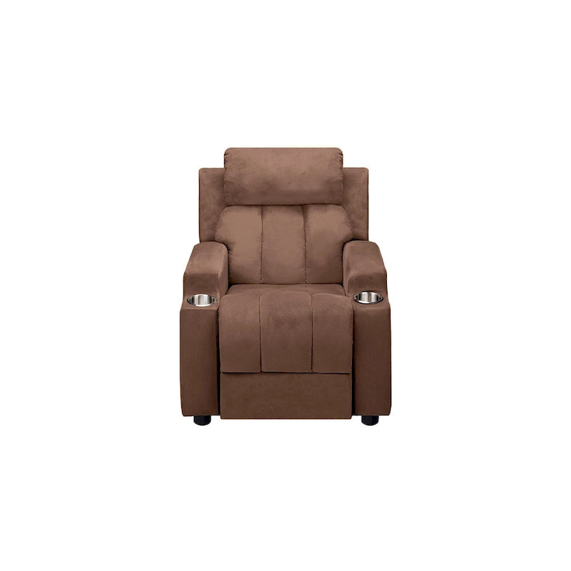 Deluxe Kids Recliner Chair with Footrest Headrest and 2 Cup Holders Microfiber Kids Recliner for Age 3+ Years