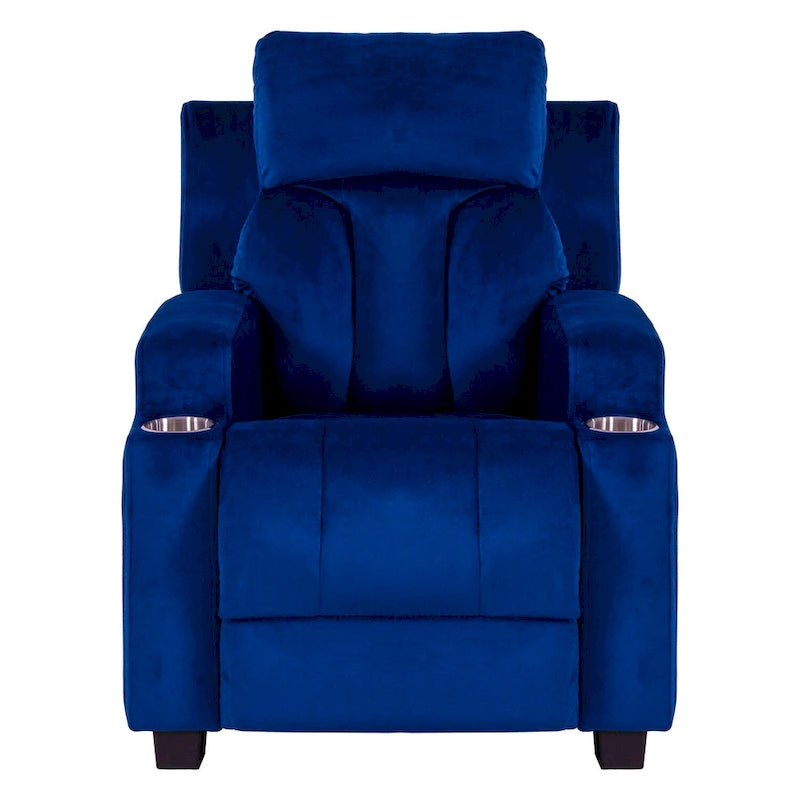 Deluxe Kids Recliner Chair with Footrest Headrest and 2 Cup Holders Microfiber Kids Recliner for Age 3+ Years