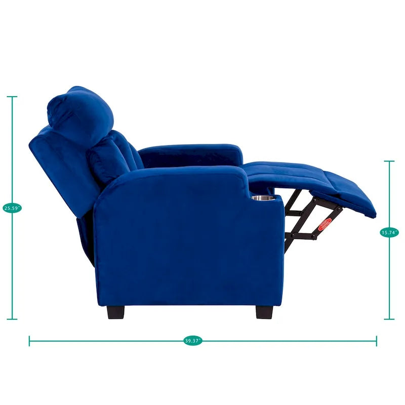 Deluxe Kids Recliner Chair with Footrest Headrest and 2 Cup Holders Microfiber Kids Recliner for Age 3+ Years
