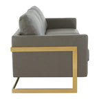 LeisureMod Lincoln Modern Upholstered Leather Sofa with Gold Frame - 83