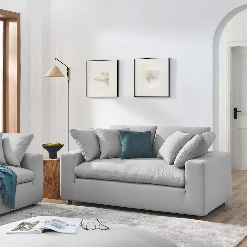 Down Filled Overstuffed Loveseat