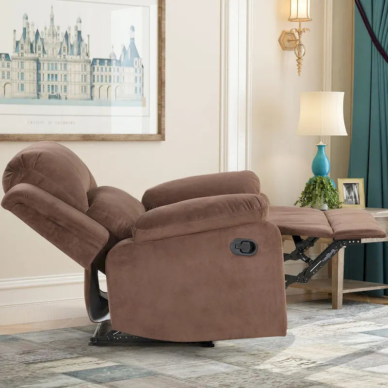 Ebello Breathable Skin Friendly Fabric Soft Padded Manual Recliner Chair