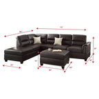 Bobkona Toffy Left or Right Hand Chaise Sectional with Ottoman Set