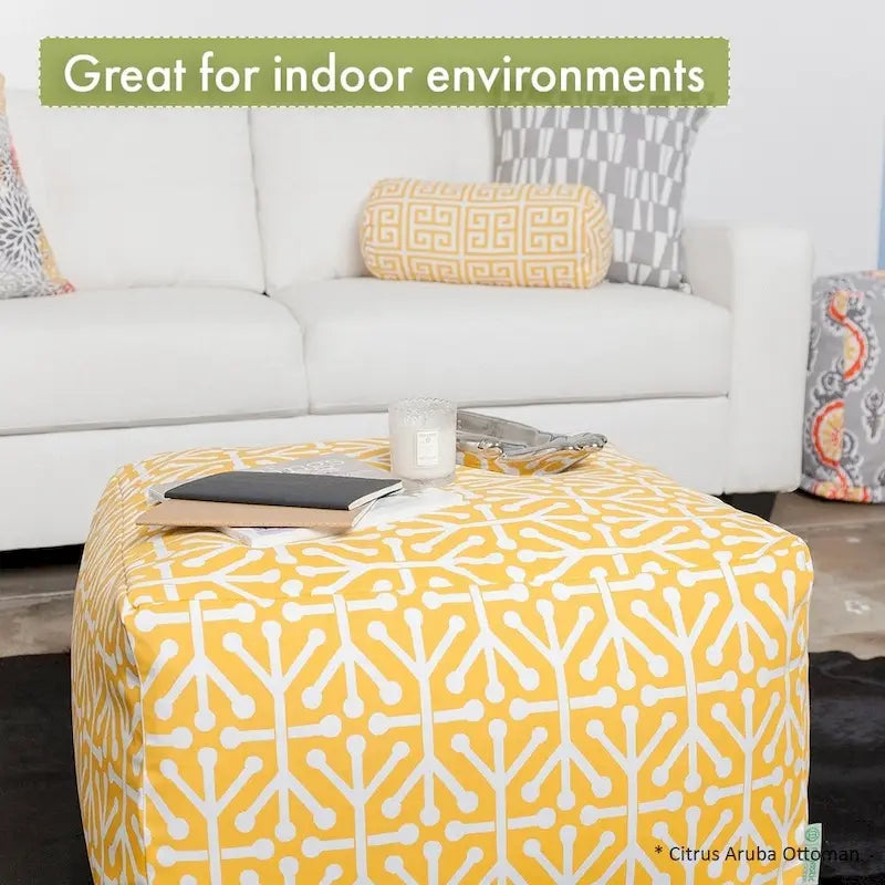 Majestic Home Goods Indoor Charlie Cotton Ottoman Pouf 27 in L x 27 in W x 17 in H
