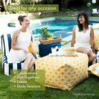 Majestic Home Goods Indoor Charlie Cotton Ottoman Pouf 27 in L x 27 in W x 17 in H