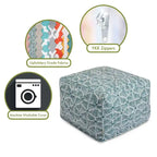 Majestic Home Goods Indoor Charlie Cotton Ottoman Pouf 27 in L x 27 in W x 17 in H