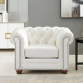Hydeline Aliso Top Grain Leather Chesterfield Chair with Memory Foam and Springs