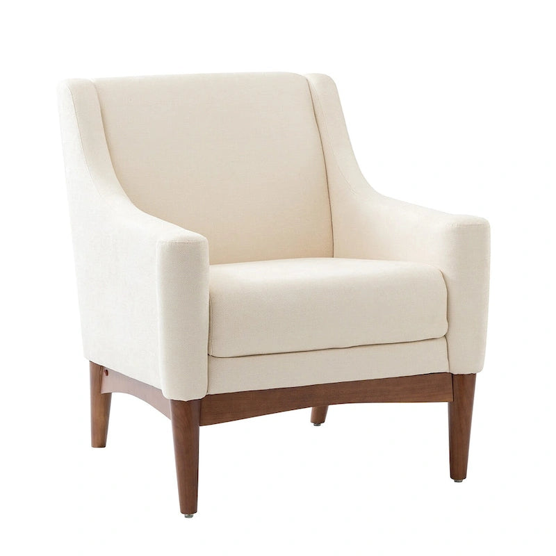 Francis Mid-century Modern Upholstered Armchair with Sloped Arms and Solid Wood Legs