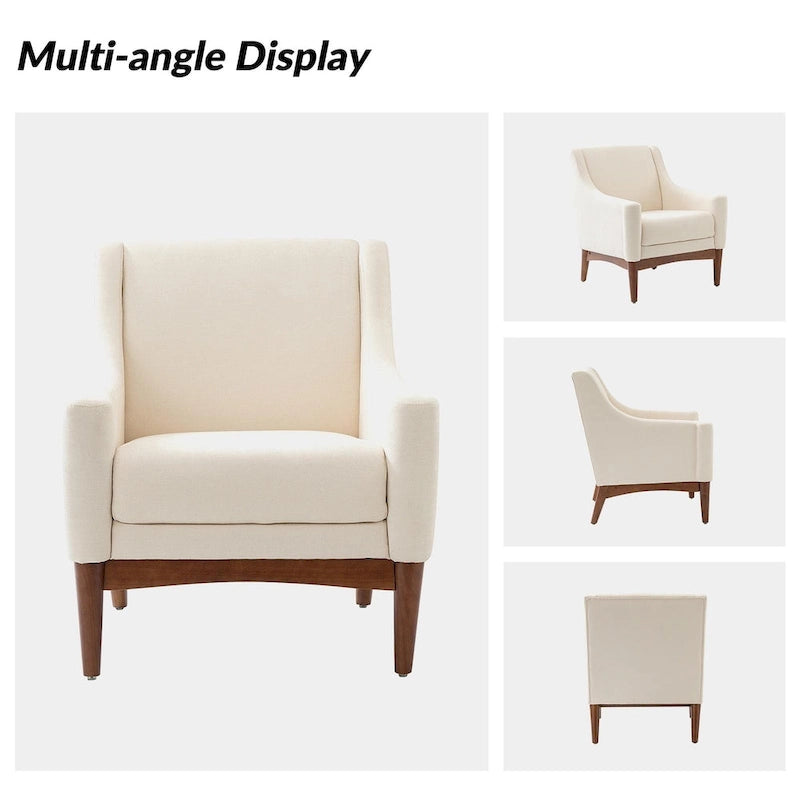 Francis Mid-century Modern Upholstered Armchair with Sloped Arms and Solid Wood Legs