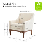 Francis Mid-century Modern Upholstered Armchair with Sloped Arms and Solid Wood Legs