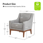 Francis Mid-century Modern Upholstered Armchair with Sloped Arms and Solid Wood Legs