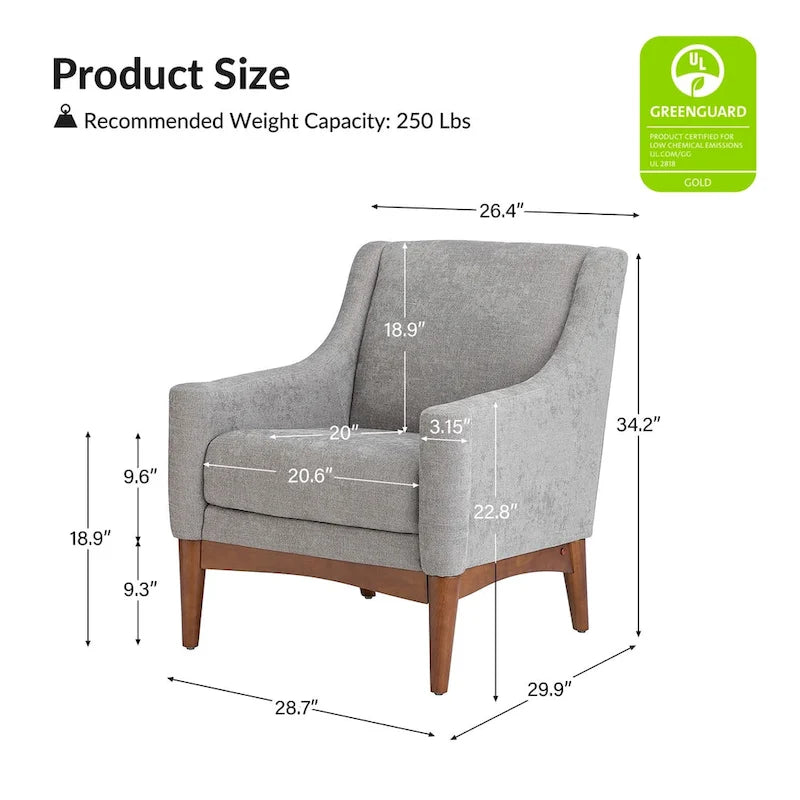 Francis Mid-century Modern Upholstered Armchair with Sloped Arms and Solid Wood Legs