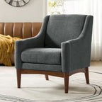 Francis Mid-century Modern Upholstered Armchair with Sloped Arms and Solid Wood Legs