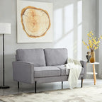 Snowhill 57W Modern Linen Loveseat, 2-Seater, Matte Black Metal Legs
