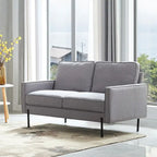 Snowhill 57W Modern Linen Loveseat, 2-Seater, Matte Black Metal Legs