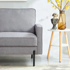 Snowhill 57W Modern Linen Loveseat, 2-Seater, Matte Black Metal Legs
