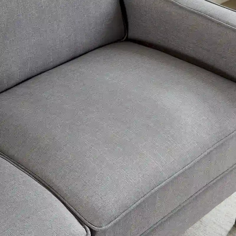 Snowhill 57W Modern Linen Loveseat, 2-Seater, Matte Black Metal Legs