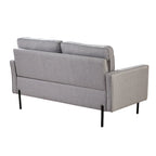 Snowhill 57W Modern Linen Loveseat, 2-Seater, Matte Black Metal Legs
