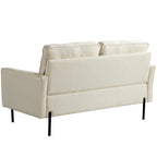 Snowhill 57W Modern Linen Loveseat, 2-Seater, Matte Black Metal Legs