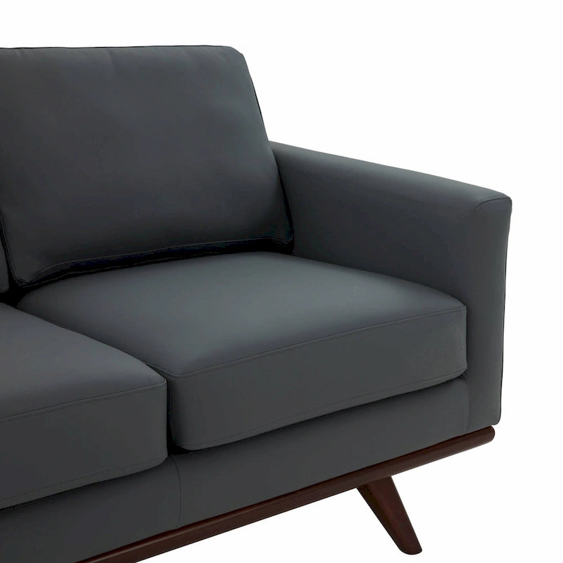 Chester Modern Leather Loveseat 2 Seater Sofa Couch With Birch Wood Base for Living Room Bedroom Garden Lounge - 58.27