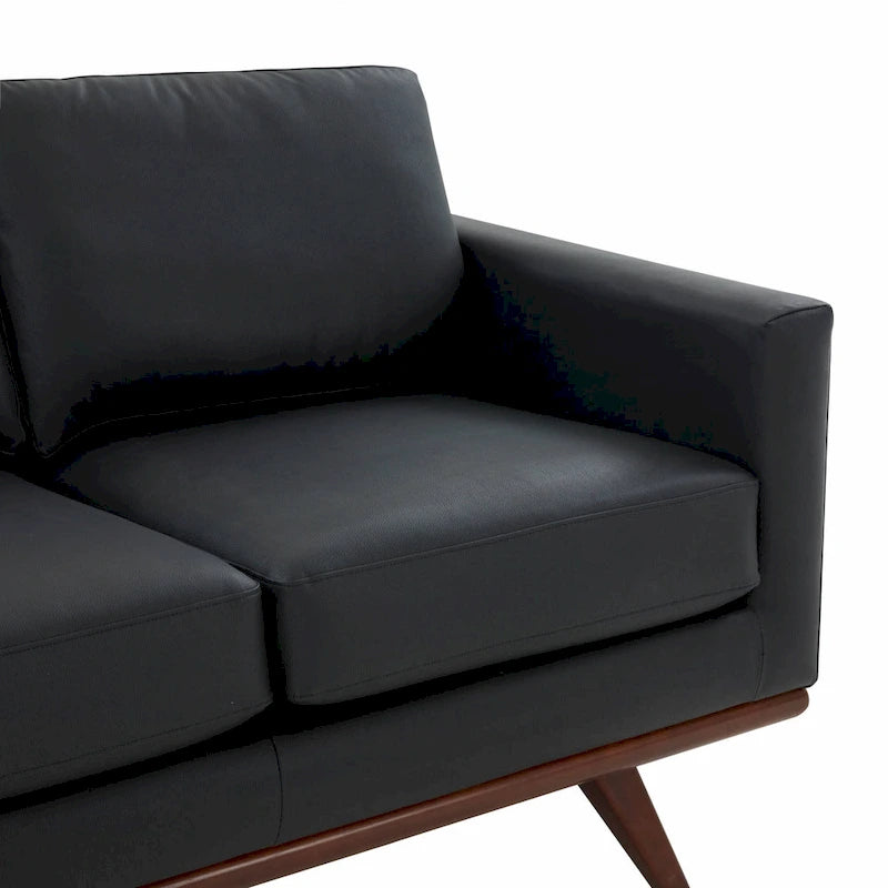 Chester Modern Leather Loveseat 2 Seater Sofa Couch With Birch Wood Base for Living Room Bedroom Garden Lounge - 58.27