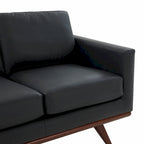 Chester Modern Leather Loveseat 2 Seater Sofa Couch With Birch Wood Base for Living Room Bedroom Garden Lounge - 58.27