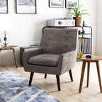 Valla Modern Wood Button Tufted Flared Arms Accent Chair by Carson Carrington