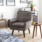 Valla Modern Wood Button Tufted Flared Arms Accent Chair by Carson Carrington