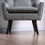 Valla Modern Wood Button Tufted Flared Arms Accent Chair by Carson Carrington