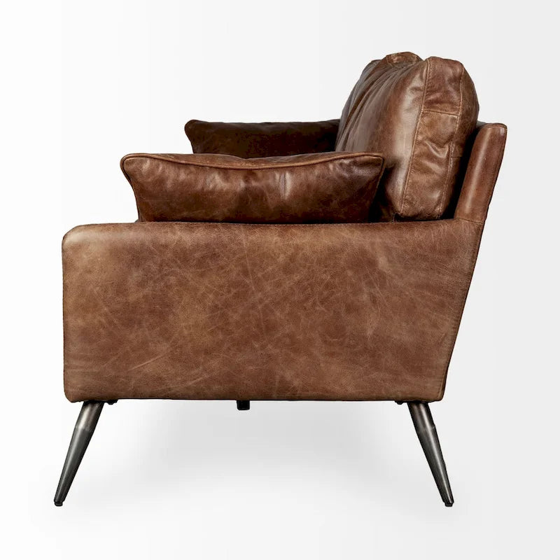 Cochrane II Brown Genuine Leather Sofa - 82.0L x 33.0W x 32.3H