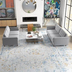 Kenzo Mid Century Pillow Back Velvet Sofa and Loveseat Set