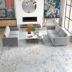 Kenzo Mid Century Pillow Back Velvet Sofa and Loveseat Set