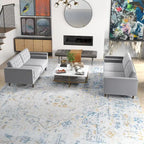 Kenzo Mid Century Pillow Back Velvet Sofa and Loveseat Set