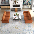 Kenzo Mid Century Pillow Back Velvet Sofa and Loveseat Set