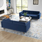 Kenzo Mid Century Pillow Back Velvet Sofa and Loveseat Set