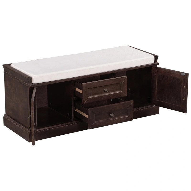 Storage Bench with 2 Drawers and 2 Cabinets
