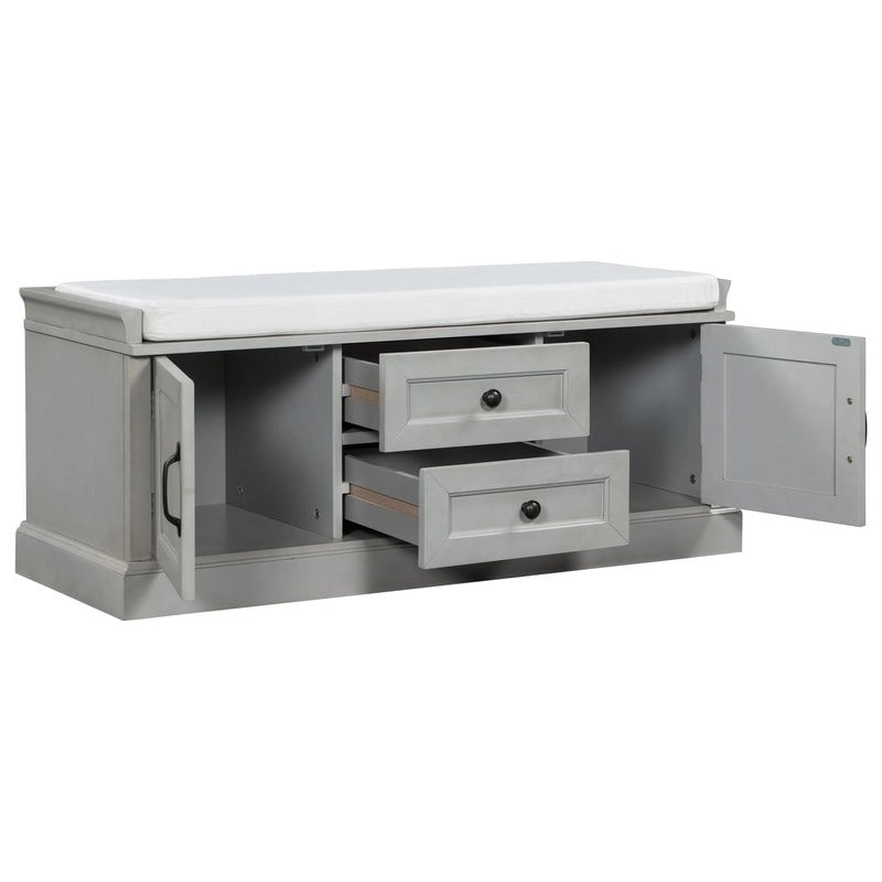 Storage Bench with 2 Drawers and 2 Cabinets
