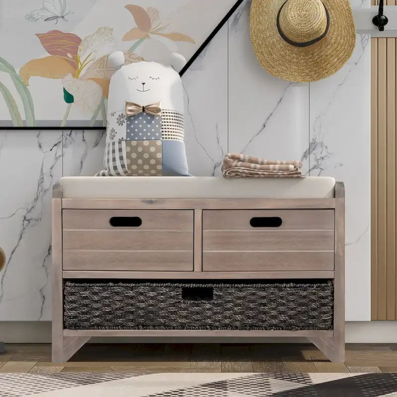Fully Assembled Shoe Bench with Removable Cushion