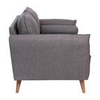 Compact Faux Linen Upholstered Loveseat with Wooden Legs
