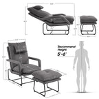 MCombo Accent Recliner with Ottoman, Armchairs with Adjustable Backrest for Living Room Bedroom, Leathaire Fabric 4233
