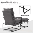 MCombo Accent Recliner with Ottoman, Armchairs with Adjustable Backrest for Living Room Bedroom, Leathaire Fabric 4233